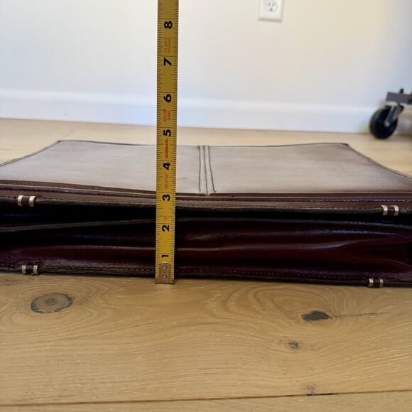 Heritage Burgundy Leather Portfolio Bag Oxblood Briefcase Cross Body Attaché - Picture 5 of 9